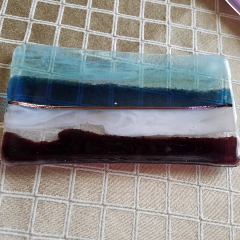 Handmade mixed metal & glass trinket tray - small